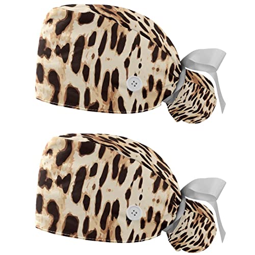 Chapeaux de travail respirants motif léopard vintage JDEZ lot de 2