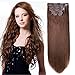 20" Clip on Extensions Human Hair Clip ins Real Hair Extensions Chocolate Brown #4 8pieces 120grams/4.2oz