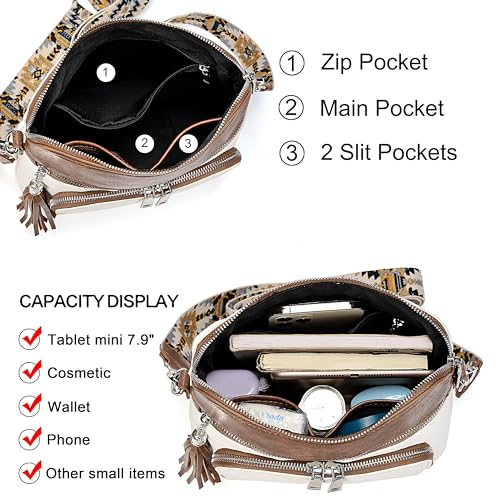 UTO Crossbody Bags for Women Purse with 2PCS Strap Simple and fashionable Zipped Pockets Bucket Handbag Shoulder Bag3