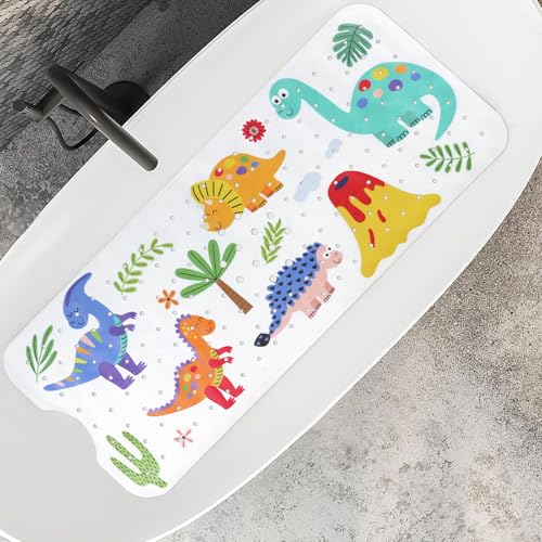 La Mejor Recopilación de Alfombrillas infantiles para baño para comprar online. 43 SYCYKA Tapete para Baño, 100x40CM Alfombrilla de Baño Antideslizante, Alfombrilla de Ducha de Dibujos Animados con Orificios de Desagüe y Ventosas, Adecuado para Baños y Duchas...