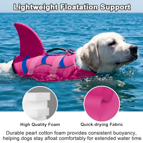 Fragralley Dog Life Jacket Shark, Dog Life Vest Adjustable Ripstop, Dog Swimming Safety Vest with Superior Buoyancy & Rescue Handle for Small Medium Large Dogs, Swim, Pool, Beach, Boating by Fragralley - Used condition - Image 5