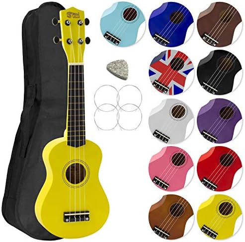 Mad About SU8-BL Soprano Ukulele with FREE Gig Bag, Pick, and Spare Strings  Great for Schools and Beginners, Now With Carbon Black Strings for Improved Tuning - Blue