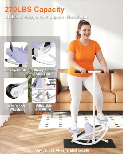 Image of Rock Stepper for Exercise at Home, Rocking Stepper Side to Side | Rocker Stepper with Resistance Bands & Handlebar for Full Body Workout, Lateral Stepper Exercise Machine (Utility Patent)