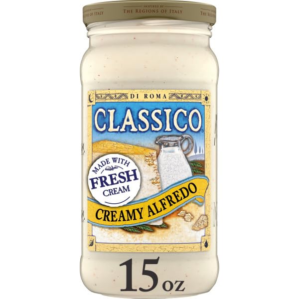 Classico Light Creamy Alfredo Pasta Sauce, Made with Fresh Cream & Aged Parmesan, 15 Oz (Pack of 12)