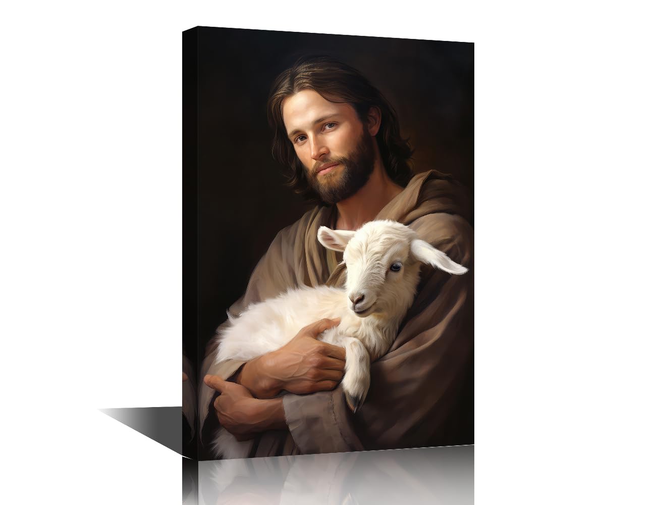 Jesus Christ Wall Art for Living Room Jesus Holding a Lamb in His Arms Wall Decor for Bedroom Bedroom Wall Paintings 1 Piece Jesus Framed Wall Art Ready to Hang Pictures Home Decor (12''Wx 18''H) โ image 1