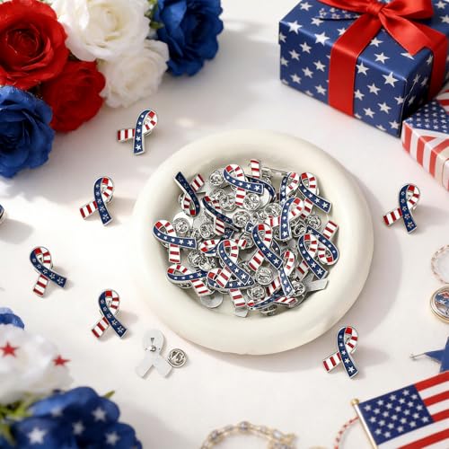 Image of Yinkin 48 Pcs 4th of July Label Pins 250th Anniversary Enamel Pins Bulk American Patriotic Brooch Memorial Day Gift Independence Day Backpacks Clothes Bags Accessories
