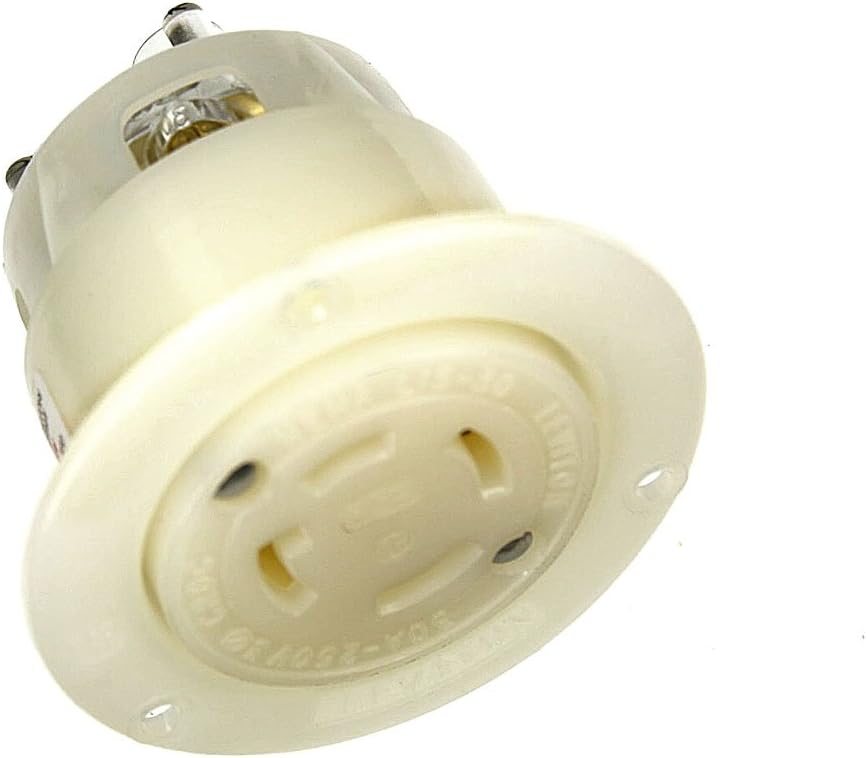 Leviton 2726 30-Amp, 250 Volt- 3PY, Flanged Outlet Locking Receptacle, Industrial Grade, Grounding, White