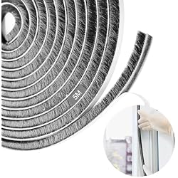 Persianas Anti Frio AiQInu Junta de Cepillo Autoadhesiva,9mm(B) x 9mm(D) x5M(L) Burlete Ventana Corredera,burlete puerta entrada para Anti Frío, Aislante,Ruido y Colisión