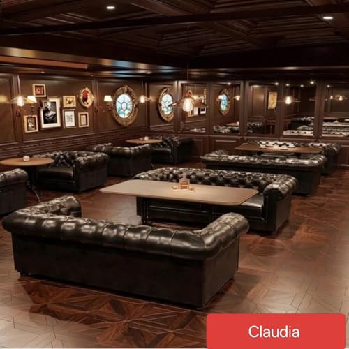 Image of Modern Classic Design Leatherette Luxury Chester Sofa Set with Button Tufted, 1 Seater Sofa for Living Room Home, Office, Living Room Set, Hotle and Lobby (Black, 1 Seater Sofa)