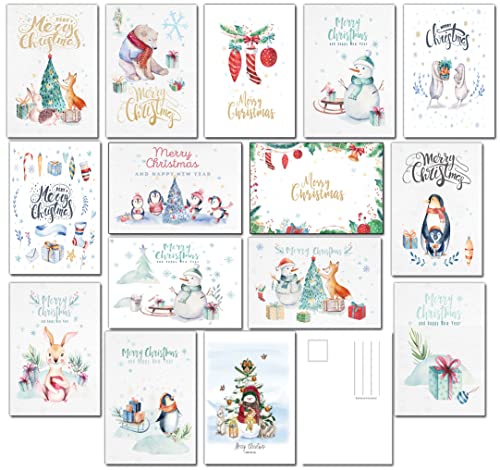 Weihnachtskarten Weihnachtspostkarten Weihnachten Postkarten Set Karten Weihnachtskarte süss Christmas Cards lustig nostalgisch Erwachsene Kinder Vintage (Design, 30) Cover