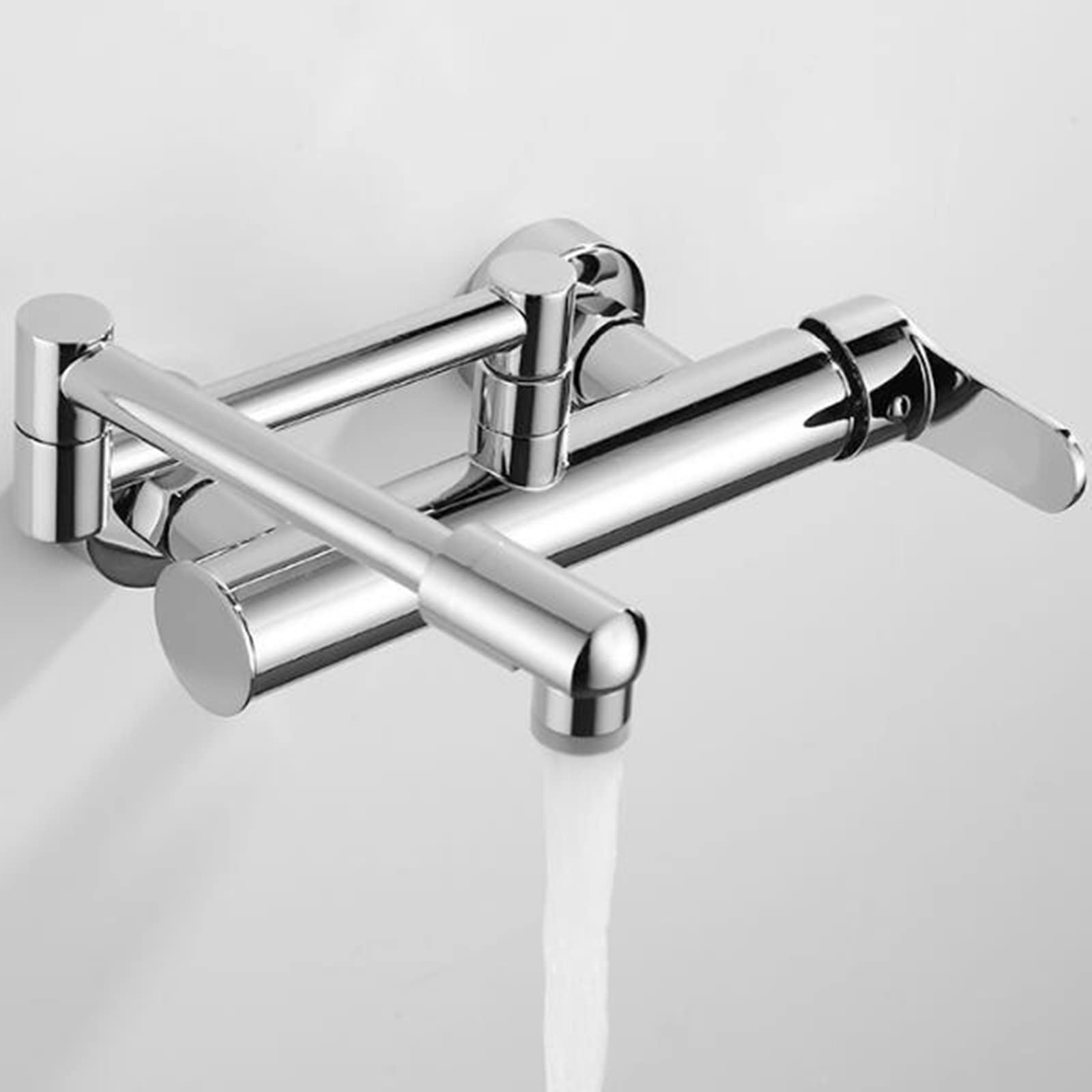 Miscelatore da Cucina a Parete Girevole, Pieghevole e telescopico per Acqua Calda e Fredda, in Ottone - Nero (Colore: Cromo)