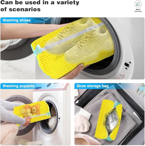 Image of Premium Sneaker Washing Bag for Washing Machine | Thick Chenille Microfiber Shoe Laundry Protector with Secure Zipper | Reusable Shoe Cleaner Bag for Washer & Dryer (Pack of 2)