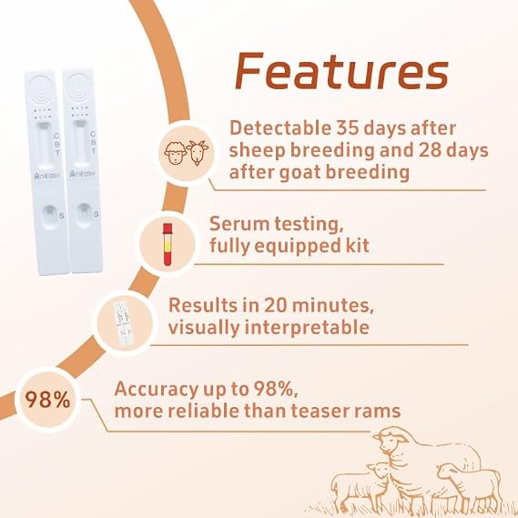 [10 Pack] Sheep/Goat Pregnancy Rapid Test Kit: All-in-One Solution for Early Detection at Home or Farm