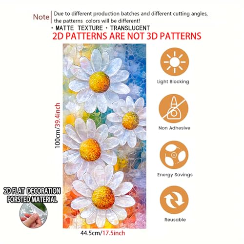Image of Nuxovilar Sparkle Bright Daisy Floral Pattern Window Film 17.7x39.4 PVC