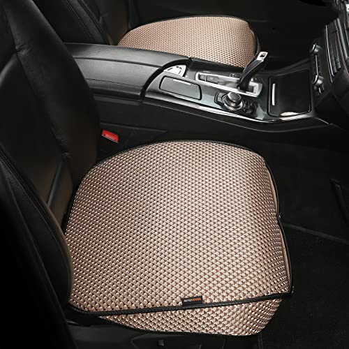 Auto Newer 1 par de fundas universales de lujo para asientos de coche para asientos delanteros, compatibles con 95% de vehículos, gris (beige)