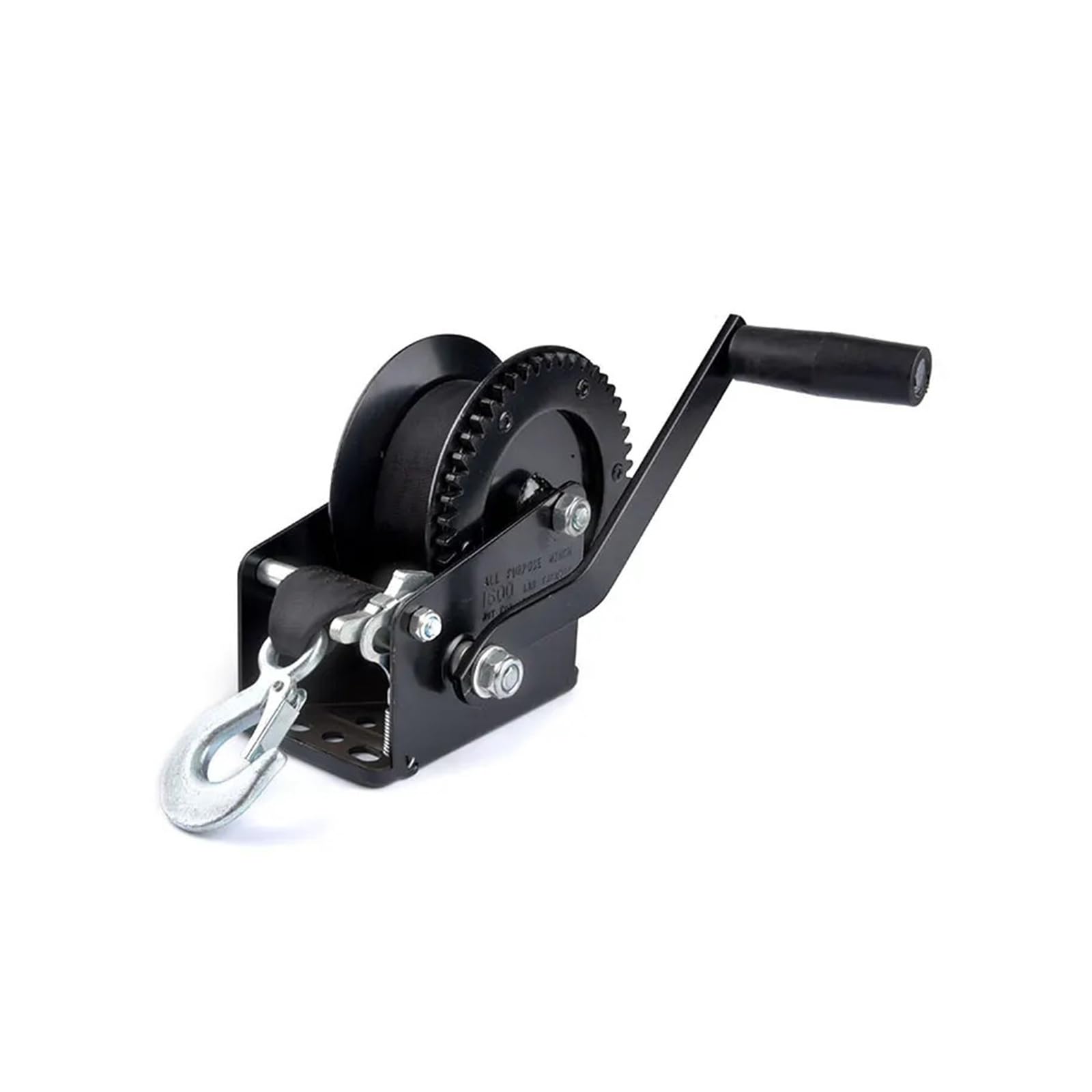 Cabrestante manual de remolque de 1600 libras, cabrestante de mano negro para remolques de barco, ctan con anclaje de correa de cincha, ideal para remolque y elevación