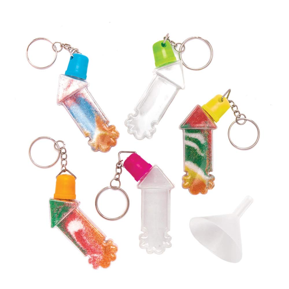 Baker Ross AW970 Firework Sand Keyrings, Arts and Crafts for Kids (Pack of 5), Assorted