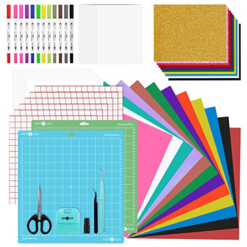 Htvront Accessories Bundle For Cricut Makers - 58Pcs Tools And Accessories Kit For Beginners Include Heat Transfer Vinyl,Permanent Vinyl,Printable Vinyl Weeding Tools Bundle For Cricut #TOP20