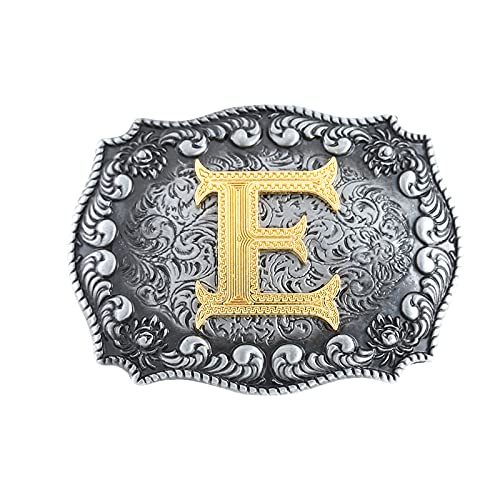 Image of HUABOLA CALYN Belt Buckle Men, Western Cowboy Rodeo Small Alphabet Letter ABCDMRJ to Z Initial Belt Buckles for Women