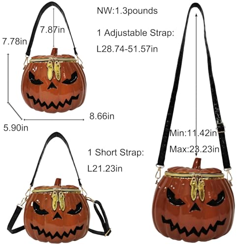 Women Unique Novelty Crossbody Shoulder Bag Handbag Men PVC Weird Horror Halloween Pumpkin Purse3