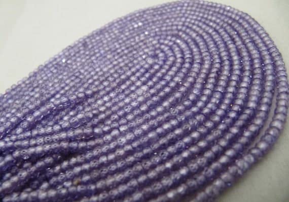 LKBEADS Sześcienne cyrkonowe koraliki kolor lawendy, nici CZ 3 mm kolor liliowy, półszlachetne koraliki 33 cm