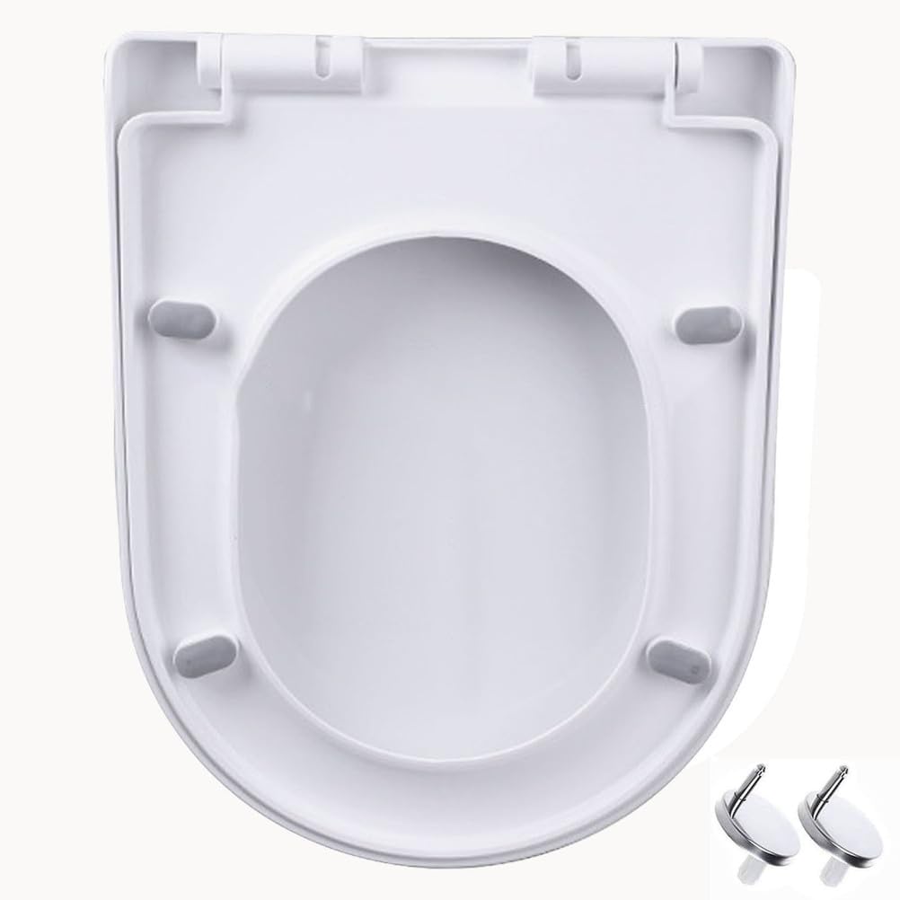Slow Close Quiet Soft Close Toilet Seat - U/D Shape, Adjustable Hinge, Quick-Release, Easy Installation and Cleaning, White Lid, PP Material, 34x42cm