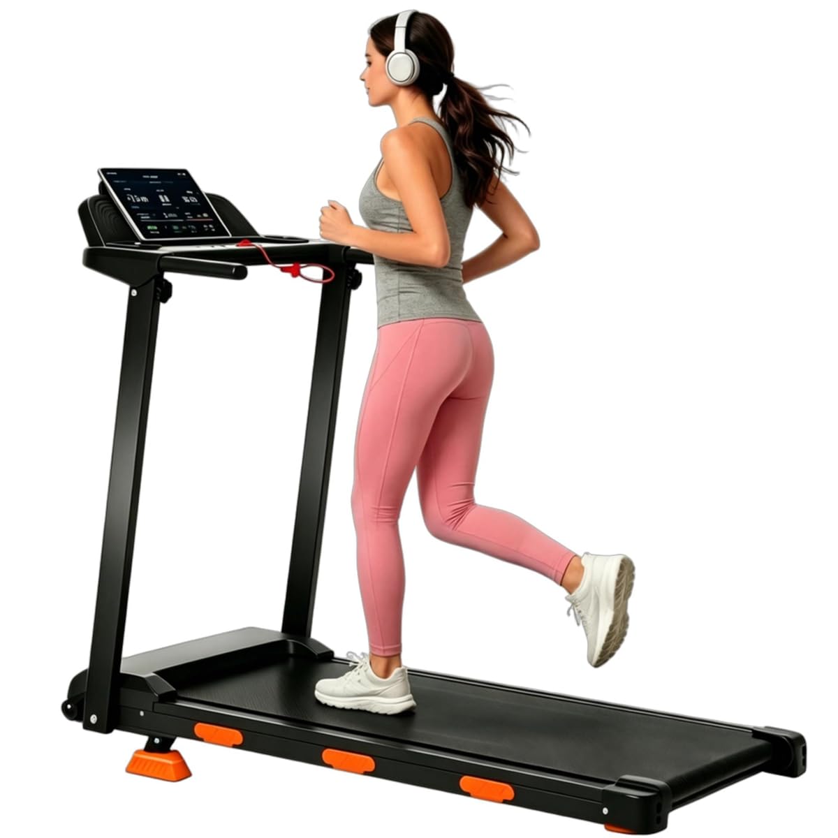 M&Catree Tapis Roulant Pieghevole per Casa, Tapis Roulant Elettrico da Scrivania con Inclinazione 15%, 12km/h, Display LED, Motore Silenzioso 3.0HP, Portata 159 kg
