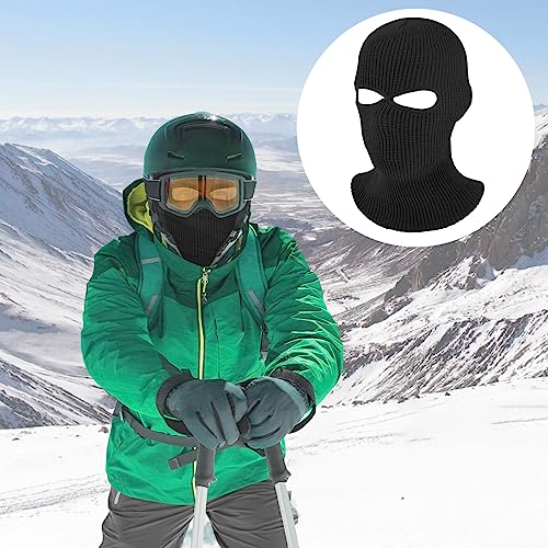 Kids Knitted Balaclava for Cold Weather- Winter Ski Face Mask for Children (2 Hole) Black4