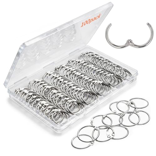 100 Pack-1 inch GIUCNOK Binder Rings Loose Leaf Binder Book Rings with Metal Nickel Plated for Key and Index Cards Premium Ring Clips Paper Rings for School Home or Office Silver