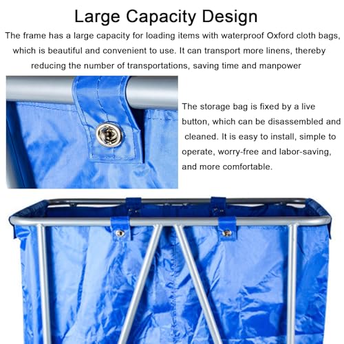 Carrito de limpieza resistente, cesta de lavandería con tela Oxford impermeable, gran capacidad, ruedas universales silenciosas para uso comercial