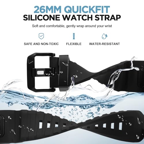 Image of Compatible with Garmin Fenix 7X Strap /Fenix 6X / Fenix 5X / Fenix 8 51mm,26mm Soft Silicone Sport Wristband Replacement Quickfit Bands for Tactix Delta,Fenix 3 /3 HR,Descent MK1 /Enduro