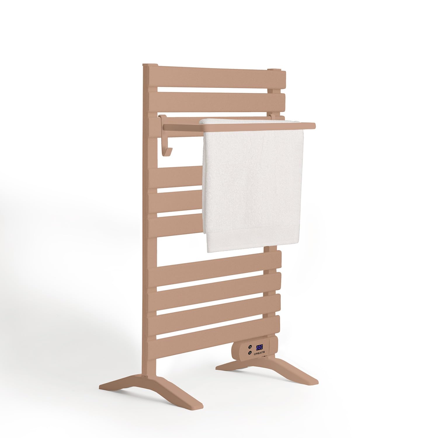 CREATE Warm Towel 500 W/Termosifone Elettrico Moka con Piedini e Ripiani, 103 x 55 x 5 cm, termostato, Basso consumo