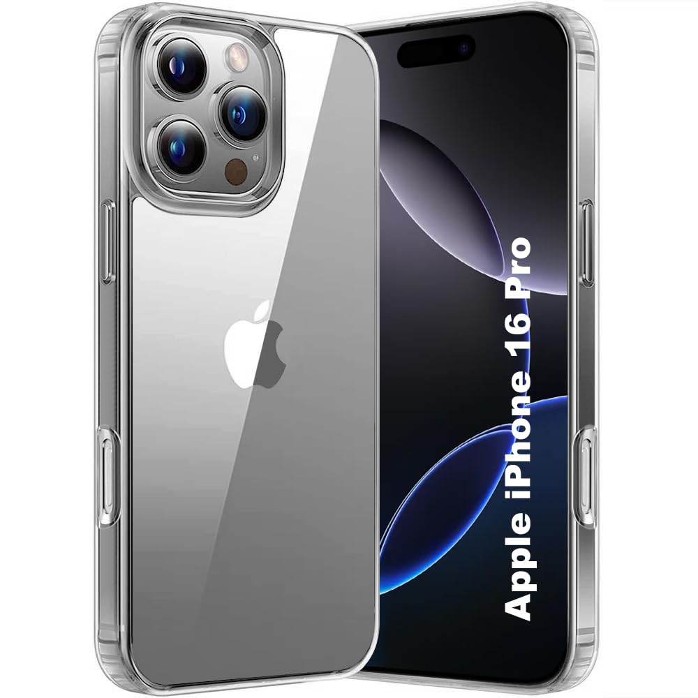 Crystal Clear Back Case for Apple iPhone 16 Pro | Raised Bumps for Camera & Screen Protection | Clear Soft Silicone Back Case Cover for Apple iPhone 16 Pro (TPU | Transparent) Crystal Clear Back Case for Apple iPhone 16 Pro | Raised Bumps for Camera & Screen Protection | Clear Soft Silicone Back Case Cover for Apple iPhone 16 Pro (TPU | Transparent)