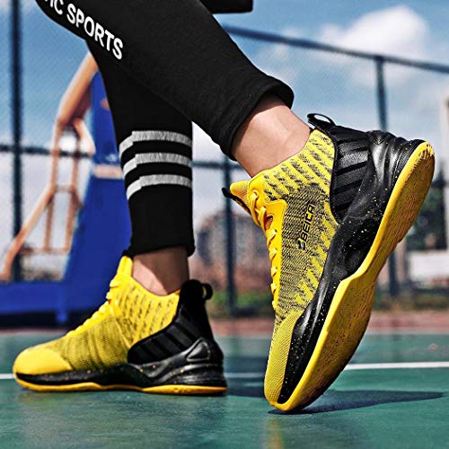 Beita High Upper Tênis de basquete masculino respirável antiderrapante, Amarelo, 8