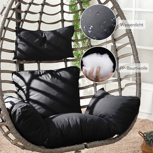 DKIEI Hängesessel Kissen, Auflagen Polster für Rattan Hängesschaukel Schwarz Hängekorb Kissen für Schaukel Korb, Sitzkissen für Hängesessel Outdoor
