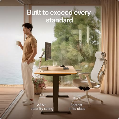 Image of Desktronic HomePro Standing Desk 72x30 - Made in Europe, Ergonomic Sit Stand Home Office Desk, Electric Height Adjustable, Dual Motor, USB & USB-C Charging, Wobble-Free, Touchscreen, 3 Memory Presets