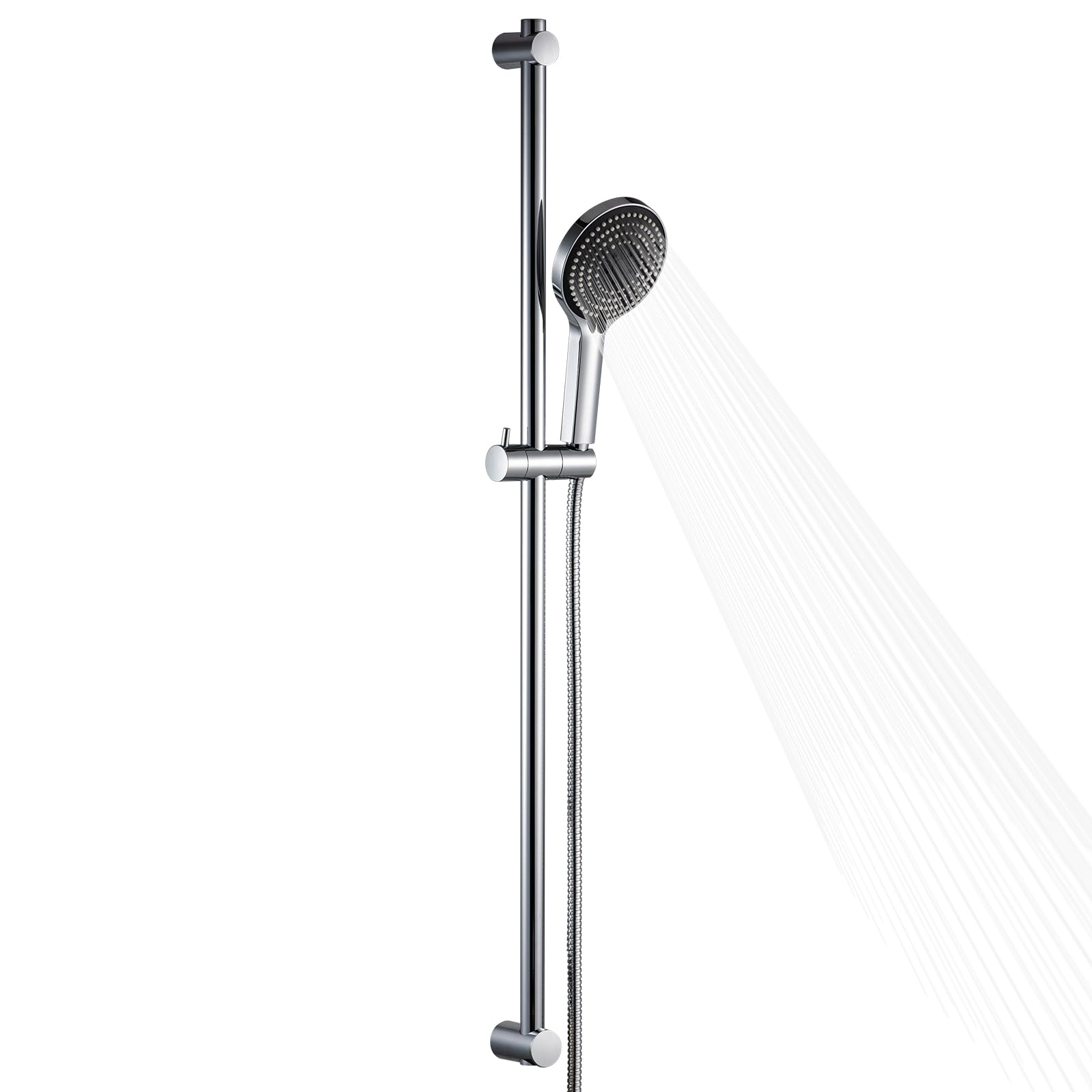 OFFO Shower Slide Bar with 6 Modes Shower Head Set, 1.5m Stainless Steel Hose,Adjustable 100cm Riser Rail and High Pressure Handheld Showerhead,Chrome