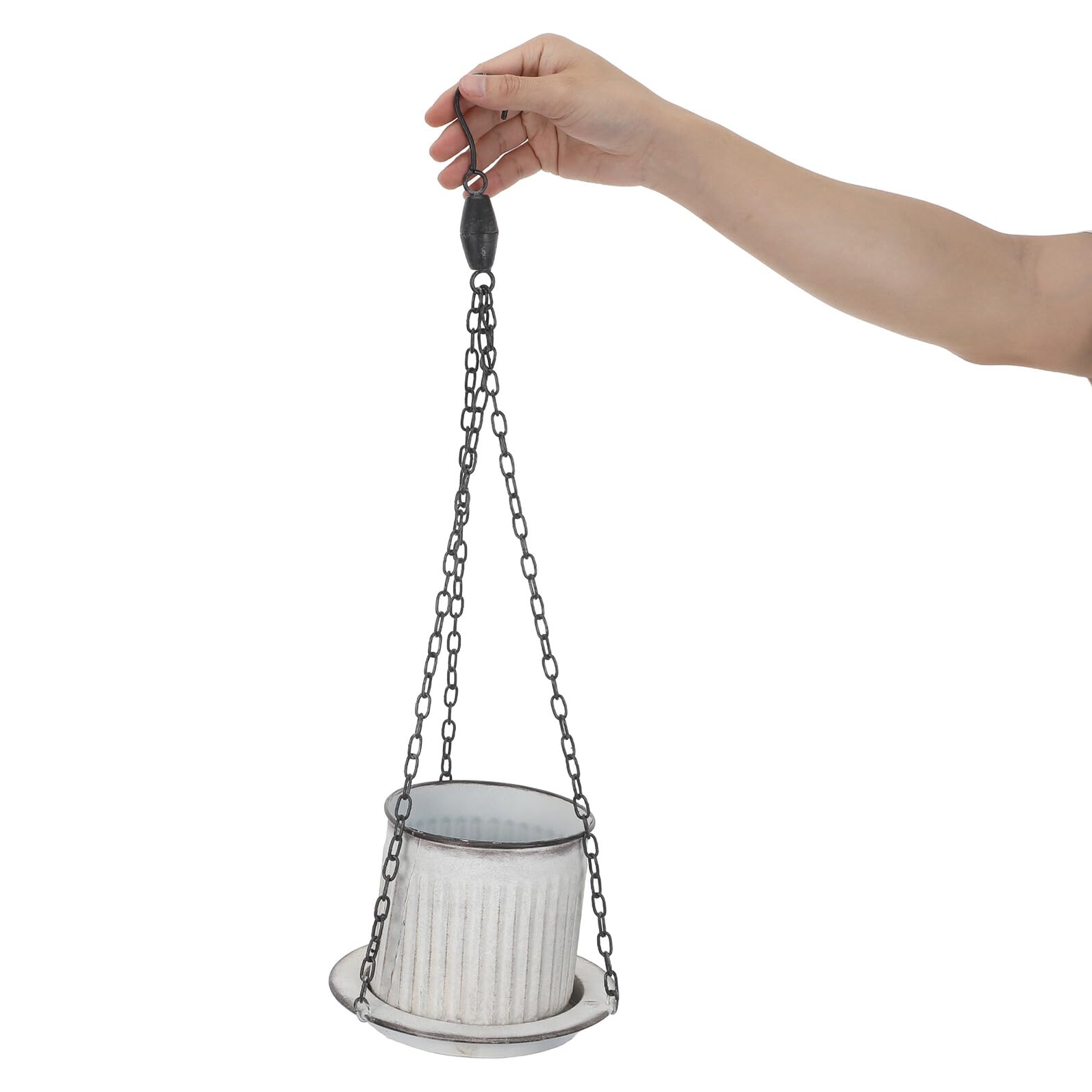 Anneome Fioriere da Appendere Rotonde in Ferro con Finitura Vintage, Vasi con Vassoio Rimovibile e Design Resistente All'acqua per Piante da Interno e Balcone