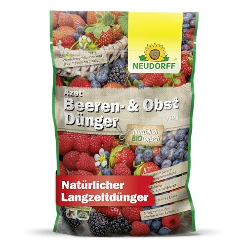 Neudorff Azet Beeren- & ObstDünger – Bio-Dünger für mehr Geschmack und reiche Ernte bei Beeren und Obst mit natürlicher Sofort- & Langzeitwirkung, 750 g