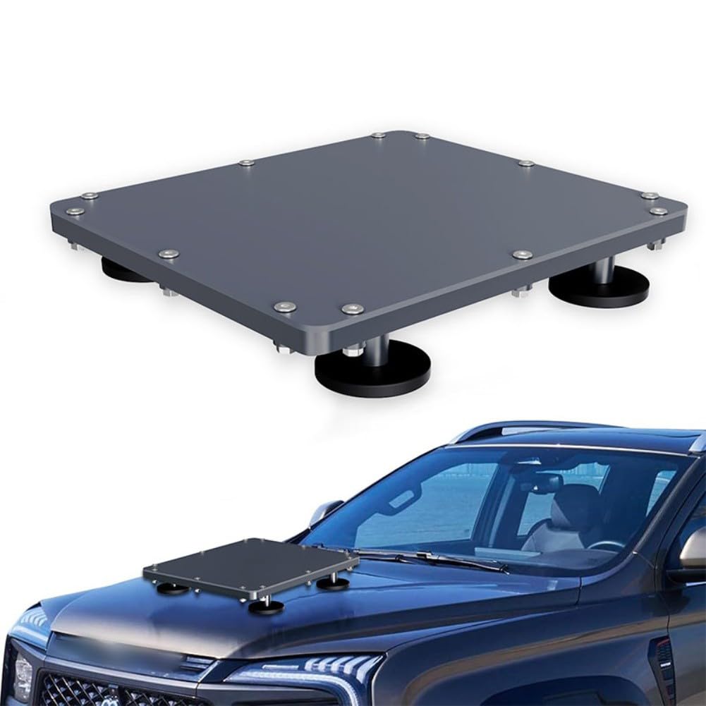 Mini soporte magnético de montaje con cubierta de lluvia, base de aleación de aluminio, techo de vehículo de sujeción fuerte de 4 imanes, accesorio gris