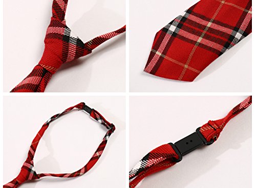 Beautifulfashionlife Unisex Boys School Uniform Pre-Tied Adjustable Tartan Tie Japan Cosplay Costumes (Necktie, Red White) #TOP1