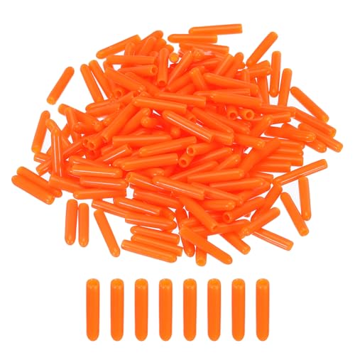 Image of MECCANIXITY 200pcs 2mm Rubber End Caps Cover PVC Vinyl Screw Thread Protector Round Wire Shelf Caps for Screw Bolt Pipe Fence Post, Orange