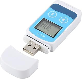 RC-5 USB Temperature Data Logger, Mini Portable Temperature Recorder LCD Display 32000 Points Internal Sensor
