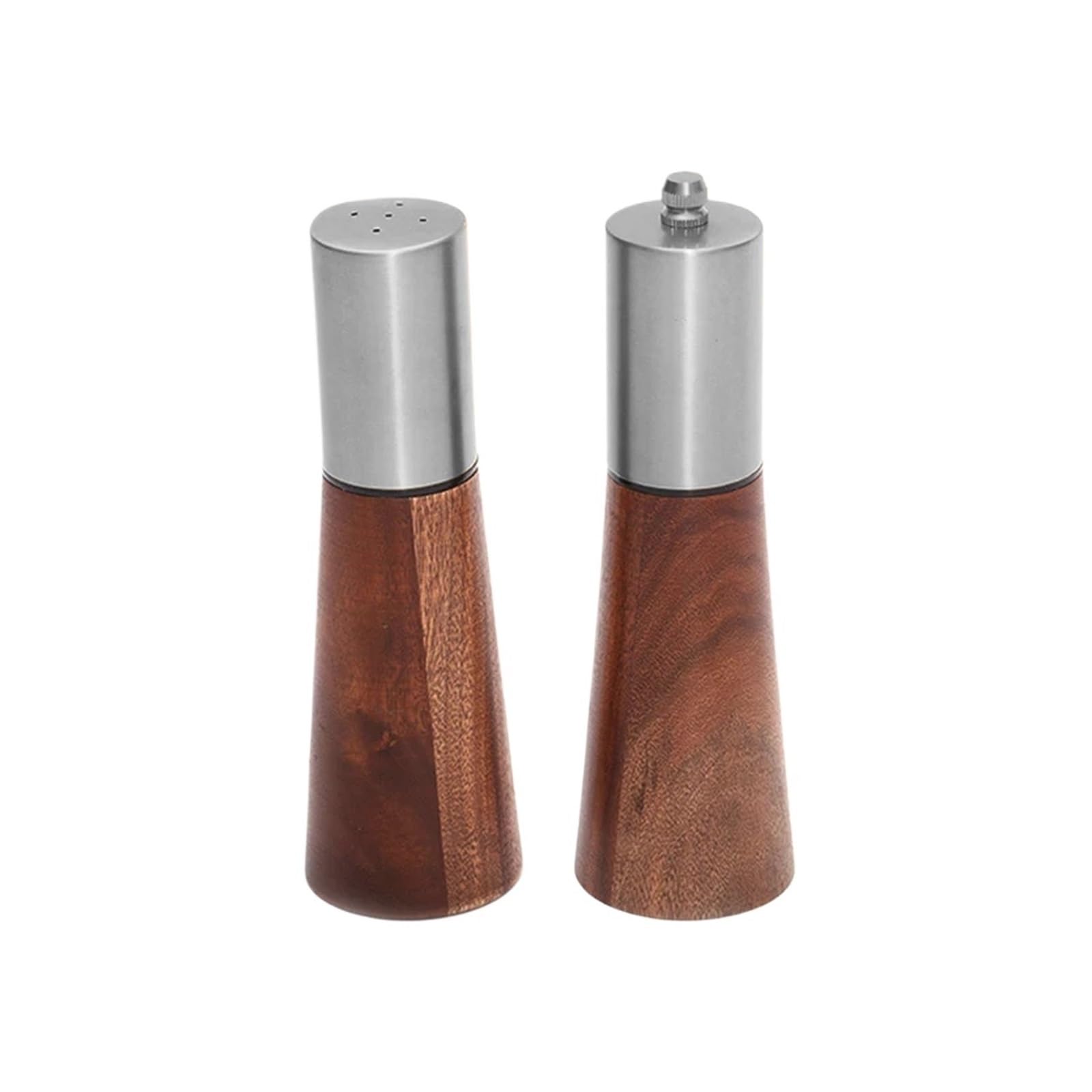 Set macinapepe e saliera in legno resistente da 2 pezzi con riempimento manuale, nucleo di macinazione in ceramica(Silver)