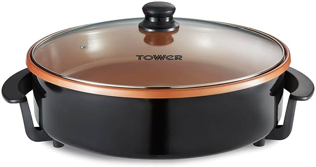 Tower T14038COP Cerasure + Copper Electric Multi-Pan with Non-Stick Coating, 1500W, Copper