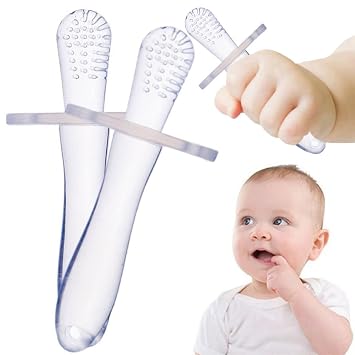 Baby Teething Toys, Teething Toys, Mushroom Teether Toy, Teether for Baby Silicone Teething Brush Tool Ring Toy X2