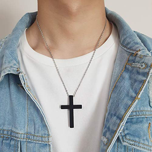 Vnox Black Cross Necklaces Personalized Customized Classical Christian Bible Verse Cross Pendant Necklace Prayer Gifts For Men Women #TOP2