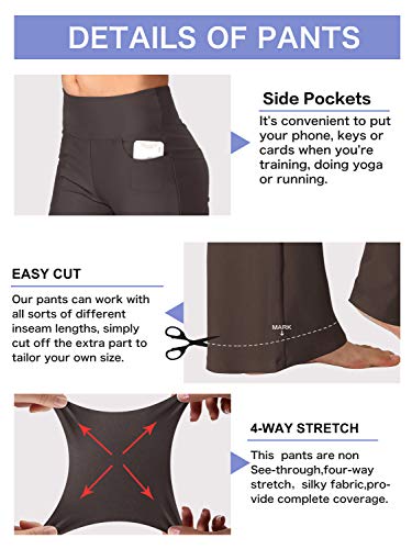Nuveti Women's Bootcut Yoga Pants Tummy Control Workout Non See-Through Bootleg Yoga Pants Brown #TOP4