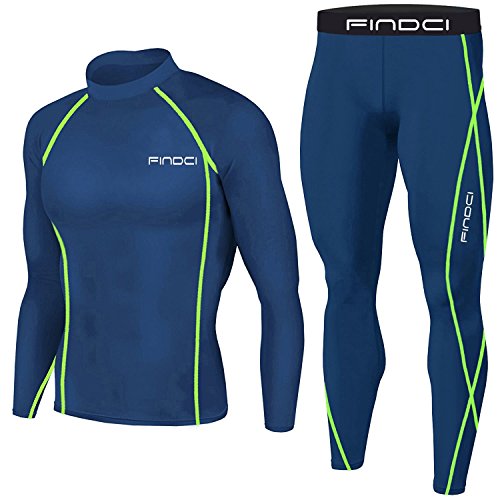 1Bests Herren Sport Laufset Kompressionsshirt + Hose hauteng Langarm schnell trocknend Fitness Trainingsanzug Gym Yoga Anzüge - mehrfarbig - Klein Cover