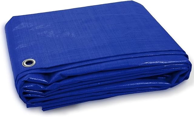 Blue Tarpaulin Sheet 1.2m x 1.8m Lightweight PE Plastic Tarp 80gsm Water-Resistant Ground Sheet Multipurpose Small Tarpaulin Covers used for Garden Furniture Shed Camping (4ft x 6ft)